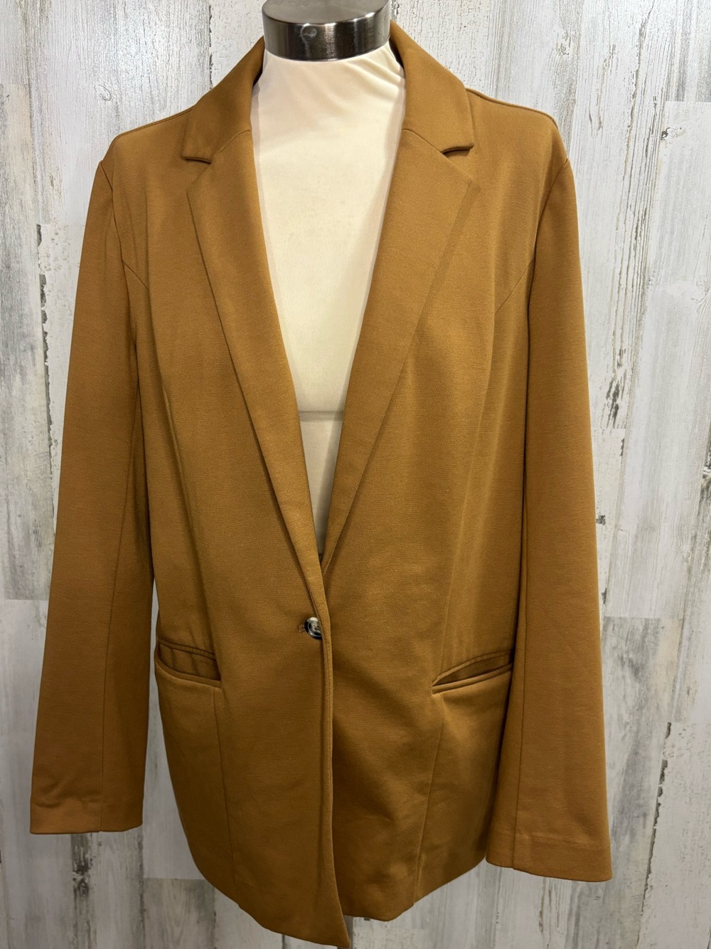 Nine West Camel Single-Button Blazer